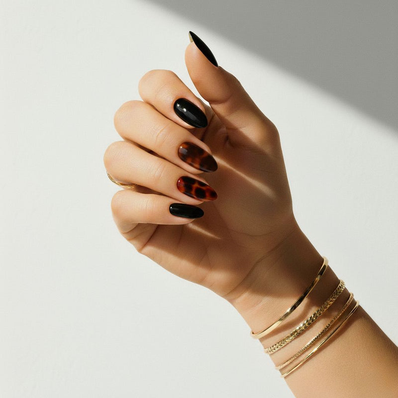 Tortoiseshell Noir (Non-UV Nail Wraps) - Delune 